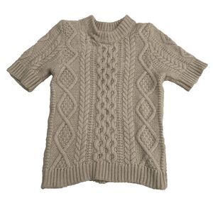 HM Merino Wool Blend Fishermans Sweater Womens SMALL Oatmeal Preppy Nautical